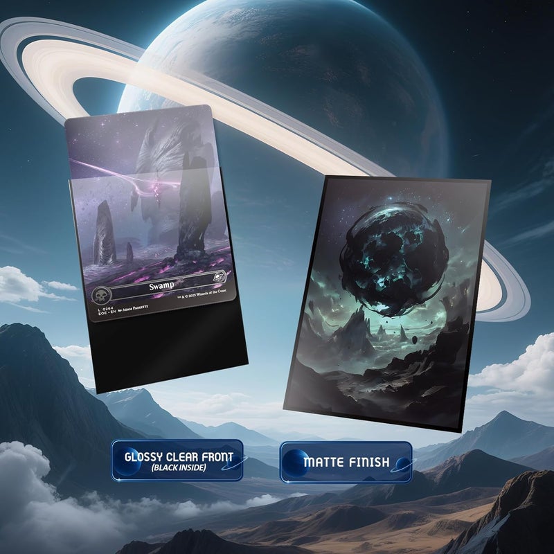Kiiransr MTG Card Sleeves - Swamp - Planet Basic Lands Series - Ultra Clear Front & Matte Finish Back, 100 Count Standard Size Matte Art Sleeve for Magic The Gathering - Image 3